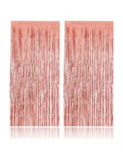 Rose Gold Foil Fringe Curtain (Set of 2)