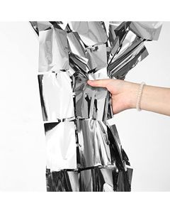 Square Foil Curtain (Silver, Set of 2)
