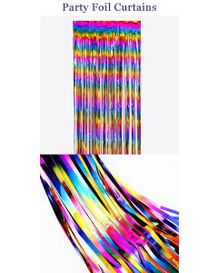 Dark Rainbow Foil Fringe Curtain (Set of 2)