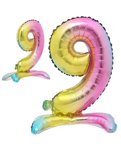 Standing Rainbow Number Foil Balloon