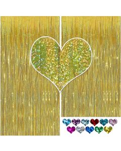 Laser Gold Foil Fringe Curtains (Set of 2)