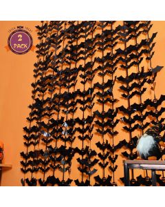 Black Bat Halloween Curtains (Set of 2)