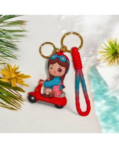 Keychain-Red Scooty Girl