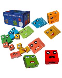 Wooden Emoji Cubes Face Change Puzzle
